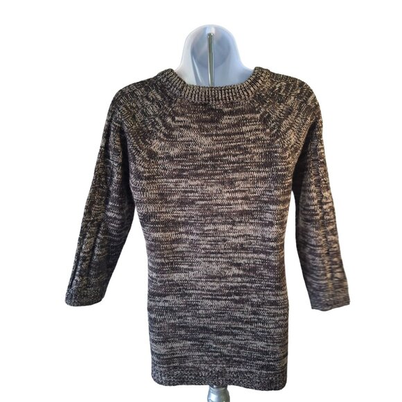 Jason Maxwell Sweater Marled Knit Small Brown Pullover Cozy Chic Layering Fall - Picture 3 of 9